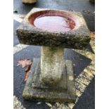 Concrete garden bird bath, approx 48cm tall