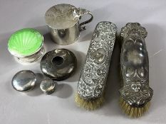 Two Silver clothes brushes and various other hallmarked silver items