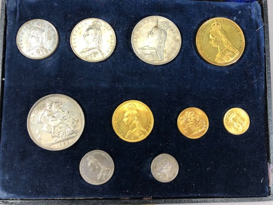 United Kingdom Victorian coins: Victorian 1887 coin set to include Gold 5 pound & 2 pound coins, - Image 3 of 7