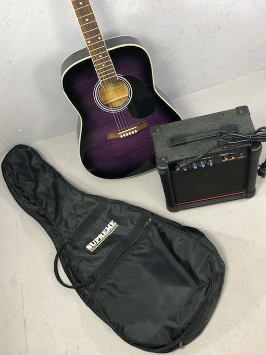 Lindo acoustic guitar, 'Phenomeno Series', with electric pickup, cable and travel bag, along with - Image 6 of 6