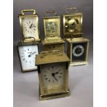 Collection of carriage clocks to include Metamec, Excalibur, Swiza, Smiths, J. Weir & Son etc (7) (