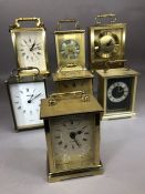 Collection of carriage clocks to include Metamec, Excalibur, Swiza, Smiths, J. Weir & Son etc (7) (