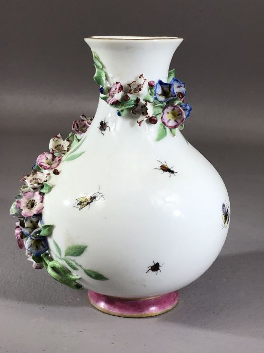 Meissen flower vase with high relief floral and hand-painted decoration (on close inspection a few - Image 2 of 5