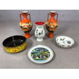 Collection of ceramics to include a Poole Pottery plate by Barbara Furstenhofer of Wurzburg, a