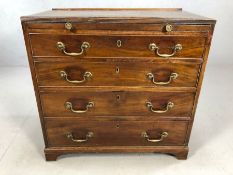 Antique chest of four drawers with brass handles, approx 79cm x 44cm x 79cm tall (A/F)