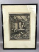 After ALBRECHT DURER (1471 - 1528), 'St Jerome in his Study', etching approx 26cm x 21cm