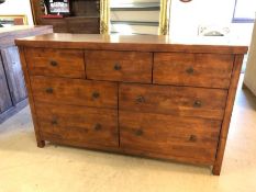 Large modern chest of drawers with square handles, approx 150cm x 44cm x 92cm tall