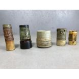 Collection of five studio pottery vases the tallest approx 20cm in height, to include Celtic Pottery