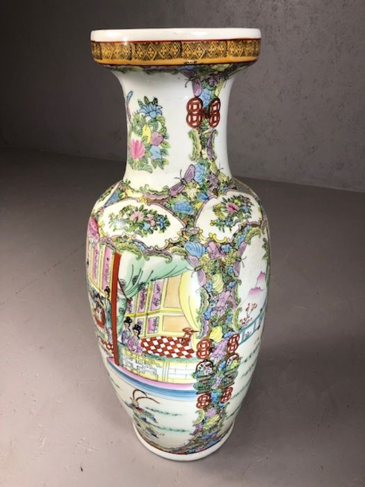 Large Chinese baluster shaped white ground vase decorated with figural scenes, approx 63cm in - Image 3 of 5