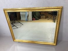 Large modern gilt framed bevel edged mirror, approx 132cm x 104cm