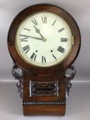 Mahogany cased wall clock, 30cm circular dial with Roman Numerals, approx 68cm in height with