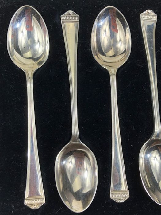 Set of six hallmarked Silver spoons for Sheffield by maker Charles James Allen in presentation box - Image 3 of 4