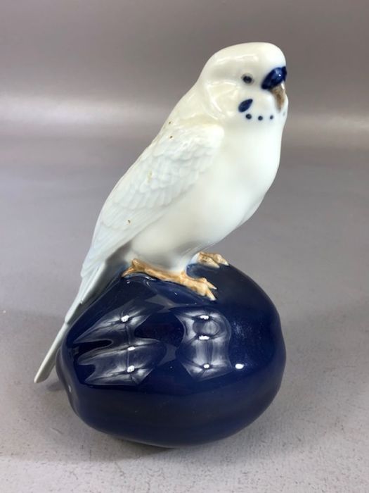 Royal Copenhagen porcelain model of budgerigar, with makers stamp to base and numbered 4682,