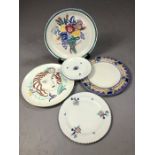 Poole Pottery: Collection of four 1920/30's plates by Carter Stabler and Adams and a Poole Pottery