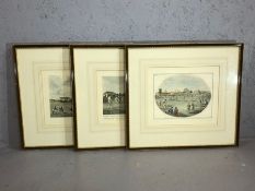 Three cricket-themed hand coloured engravings to include 'Grand Cricket Match - played in Lords