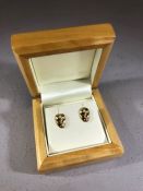 9ct gold earrings in the form of theatrical masks (1g) boxed