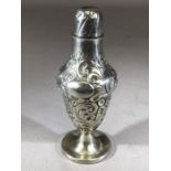 Silver Victorian hallmarked repousse pepper pot, Sheffield 1893 approx 54g & 12cm tall