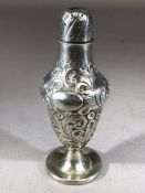 Silver Victorian hallmarked repousse pepper pot, Sheffield 1893 approx 54g & 12cm tall