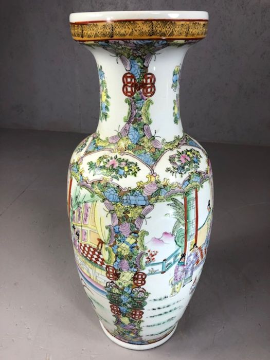 Large Chinese baluster shaped white ground vase decorated with figural scenes, approx 63cm in - Image 4 of 5