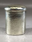 Silver hallmarked hammered tea caddy approx 10cm tall hallmarked for London by maker Finnigans Ltd