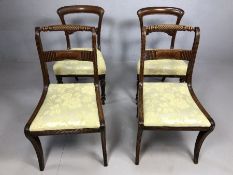Two pairs of Victorian antique chairs, all newly upholstered in floral cream fabric