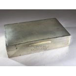 Silver hallmarked cigarette box Birmingham by maker Turner & Simpson Ltd (engraved to front)