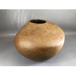 Large contemporary studio pottery vase by Sonia Lewis, ovoid form with off-centre mouth, stamped