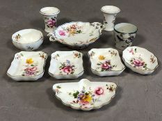 Collection of Royal Crown Derby 'Posies' ceramic trinket dishes, vases etc (10)