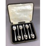 Set of six hallmarked Silver spoons for Sheffield by maker Charles James Allen in presentation box
