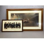 Two framed prints: BARRIE CLARK 'Spitfire', approx 89cm x 43cm and LAWSON WOOD 'Nine Prints of the
