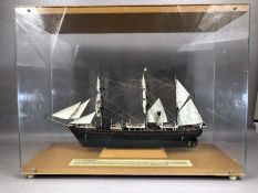 Scale model ship in case: 'The Discovery', from Captain Scott's first Antarctic Exhibition, ship