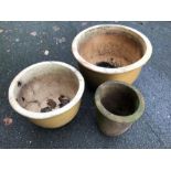 Collection of three garden pots