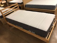 IKEA pine slatted frame single bed with mattress