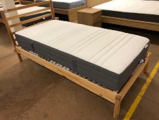 IKEA pine slatted frame single bed with mattress