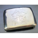 Silver hallmarked Cigarette case Birmingham by maker E Mellow approx 11 x 8.5 & 106g