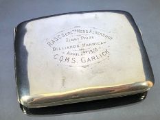 Silver hallmarked Cigarette case Birmingham by maker E Mellow approx 11 x 8.5 & 106g