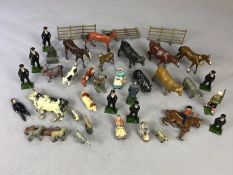 collection of Lead vintage toys to include farm yard animals and soldiers