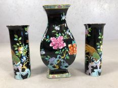 Frederick Rhead for Wood & Sons vase in the 'Sheraton' pattern approx 35cm in height and a pair of