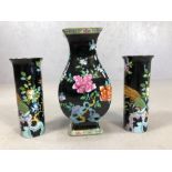 Frederick Rhead for Wood & Sons vase in the 'Sheraton' pattern approx 35cm in height and a pair of