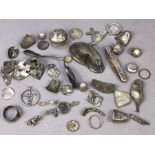 Collection of Silver (some Hallmarked) metal detector finds to include thimbles, penknife, rings etc