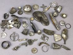 Collection of Silver (some Hallmarked) metal detector finds to include thimbles, penknife, rings etc