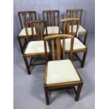 Set of six wooden framed chairs by P. E. Gane Ltd House furnishers, College Green, Bristol. Makers