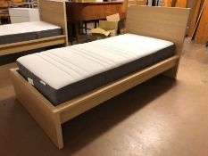 IKEA single light wood-effect bed frame and single mattress
