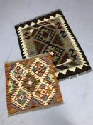 Maimana Kilim rug, approx 78cm x 61cm and a Chobi Kilim rug, approx 47cm x 49cm