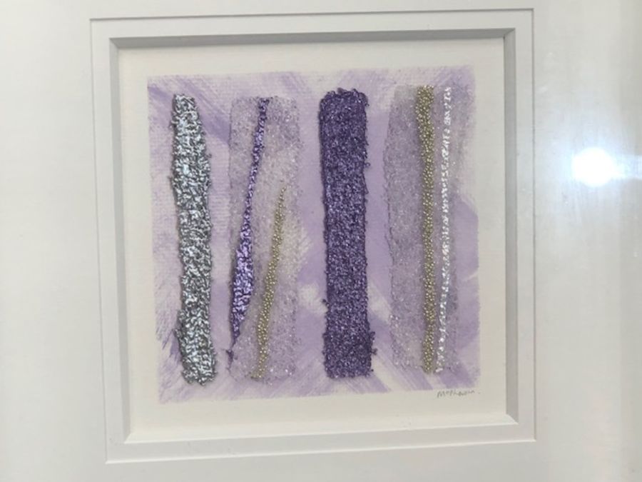 CHERYL MCPHERSON (BRITISH B.1965), original glass artwork of silver, lilac and clear glass, on a - Image 3 of 4