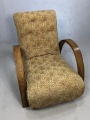 Art Deco, club style armchair with wooden frame and upholstered seat/back