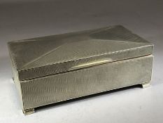 Silver hallmarked Cigarette box on raised feet 8.5 x 16 x 5cm tall & total weight 399g