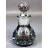 CG Scottish glass ink well / paperweight, with original label to base, approx 14cm in height