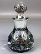 CG Scottish glass ink well / paperweight, with original label to base, approx 14cm in height