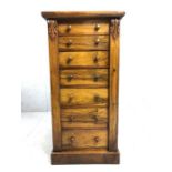 Victorian specimen cabinet of seven graduating drawers, locking mechanism with working key, approx